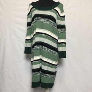 Derek Heart Green Black Striped Sweater Dress 3X